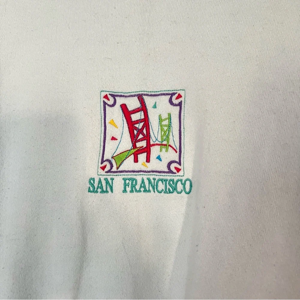 VINTAGE SAN FRANCISCO White Sweatshirt Size Medium - Picture 2 of 8